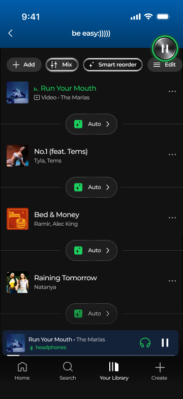 Collapsed playlist header