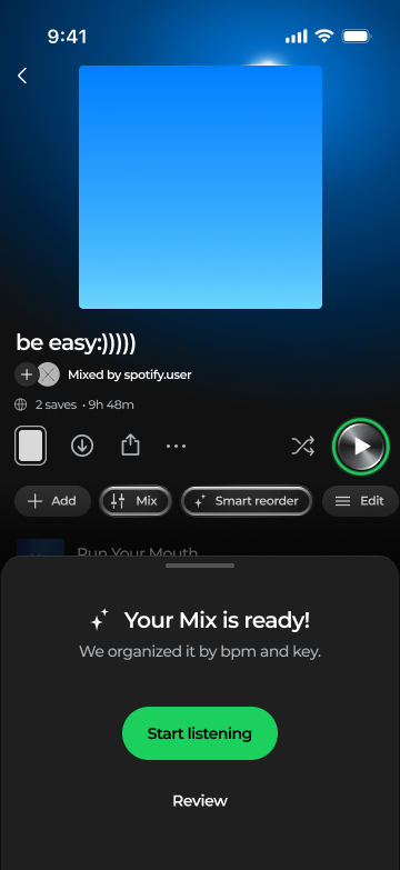 Your Mix is ready toast