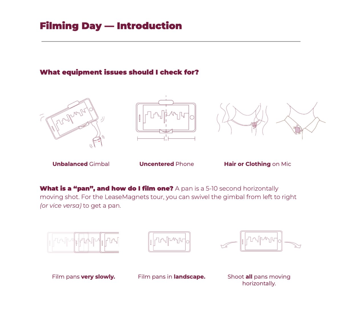 Filming day instruction guide