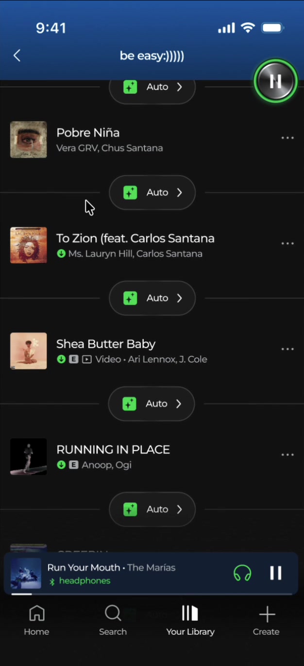 The redesigned Spotify Mix screen, animating through a transition edit
